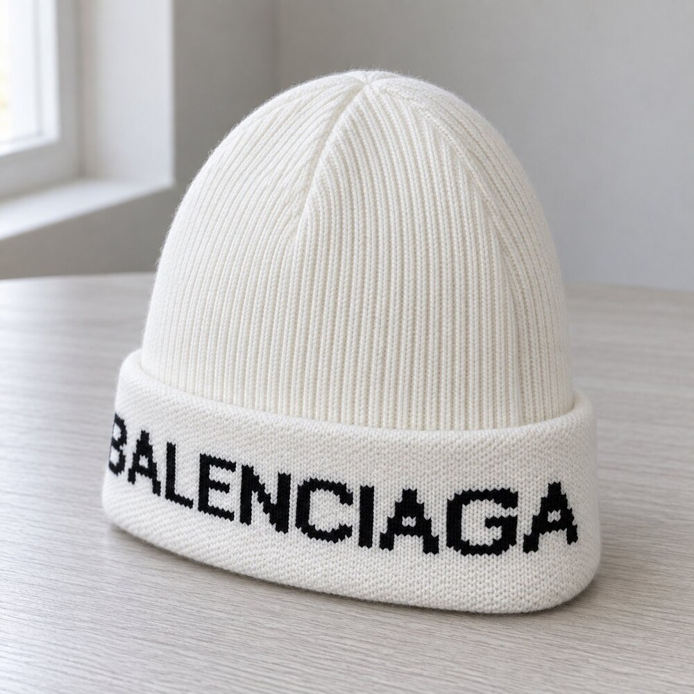 Balenciaga White Cuff Knit Beanie - Picture 4 of 6
